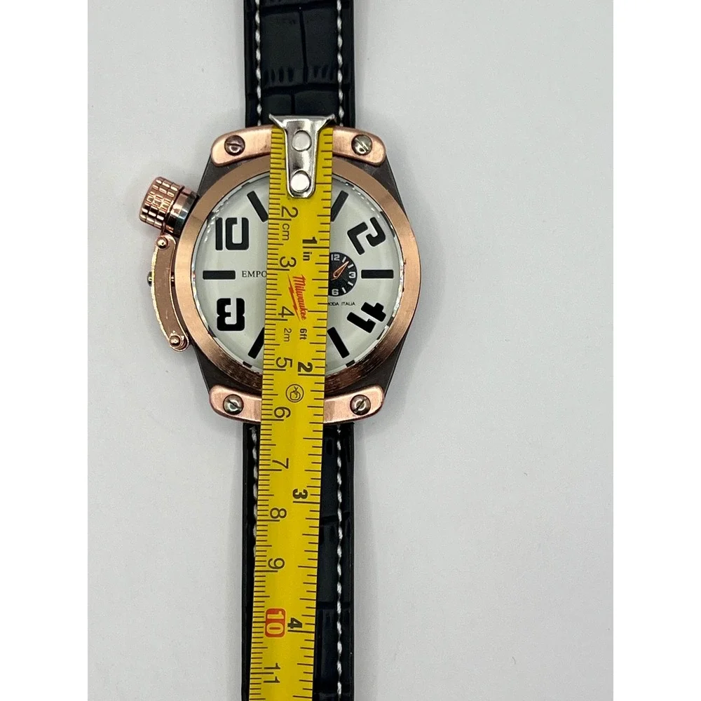NWOT Emporio Watch NO.8975 Black/Rose Gold New Chronograph Canteen Crown